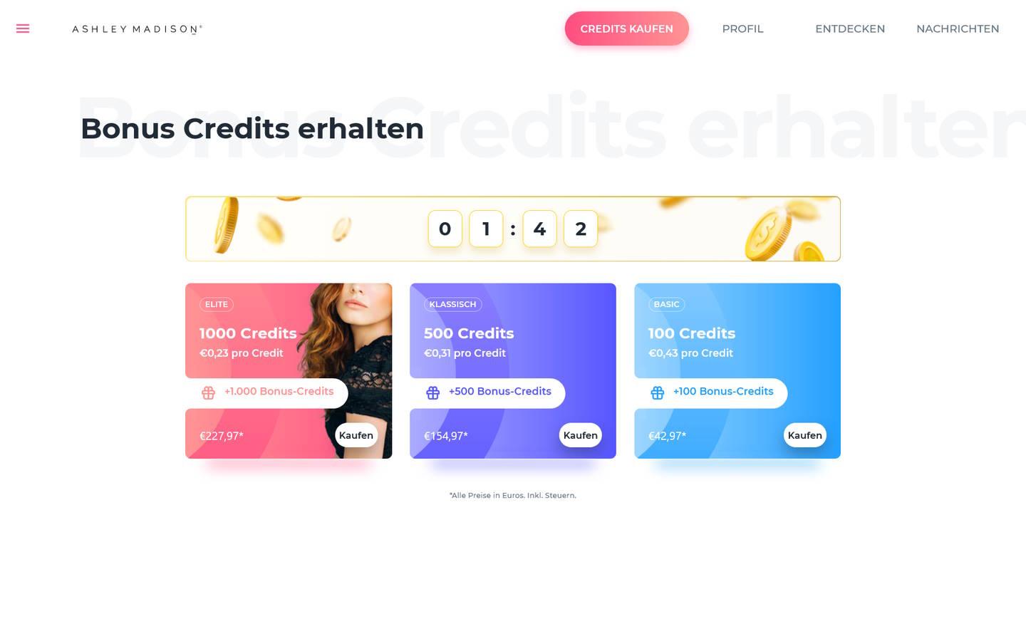 Kosten auf AshleyMadison.com