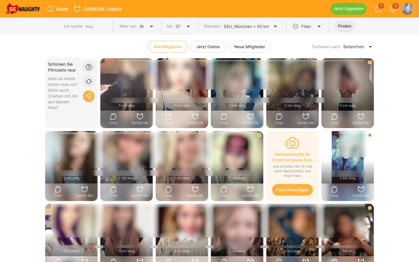 BeNaughty.com Mitgliederbereich