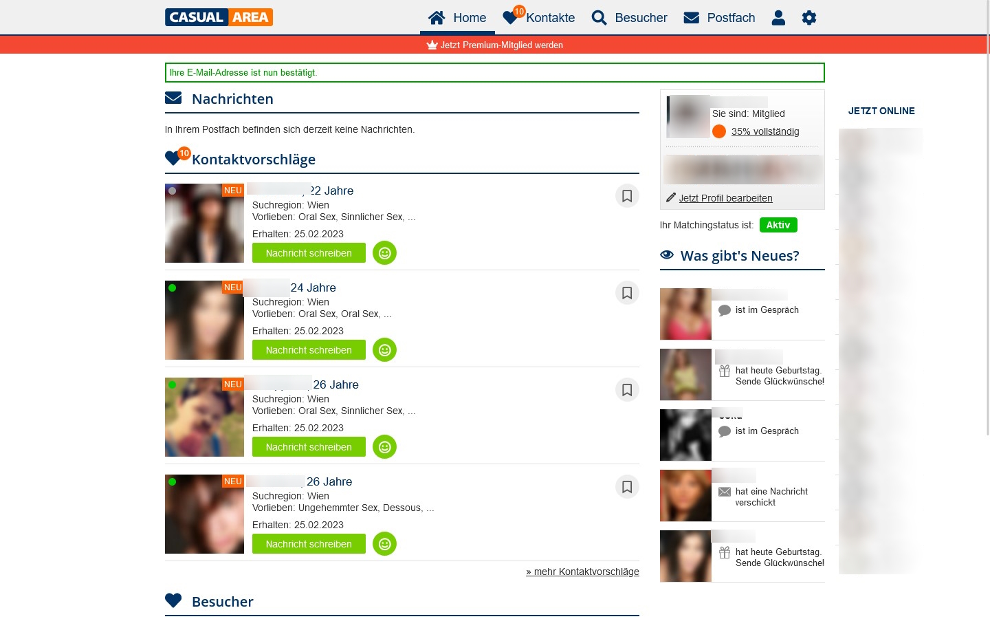 CasualArea.at Mitgliederbereich