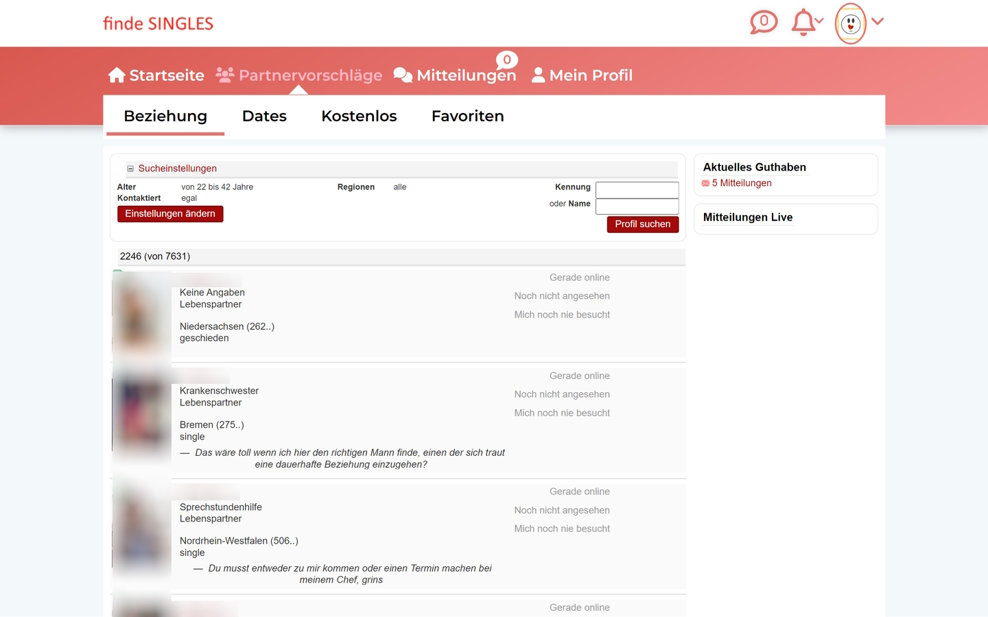 Finde-Singles.com Mitgliederbereich