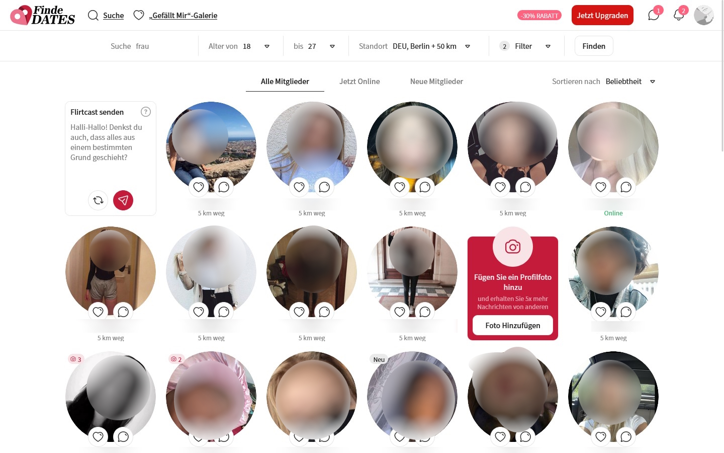 FindeDates.com Mitgliederbereich