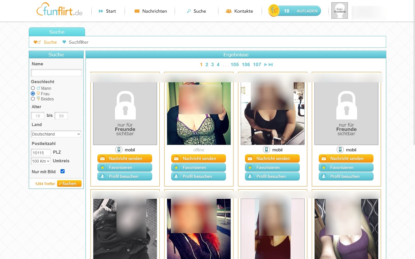 FunFlirt.de Mitgliederbereich