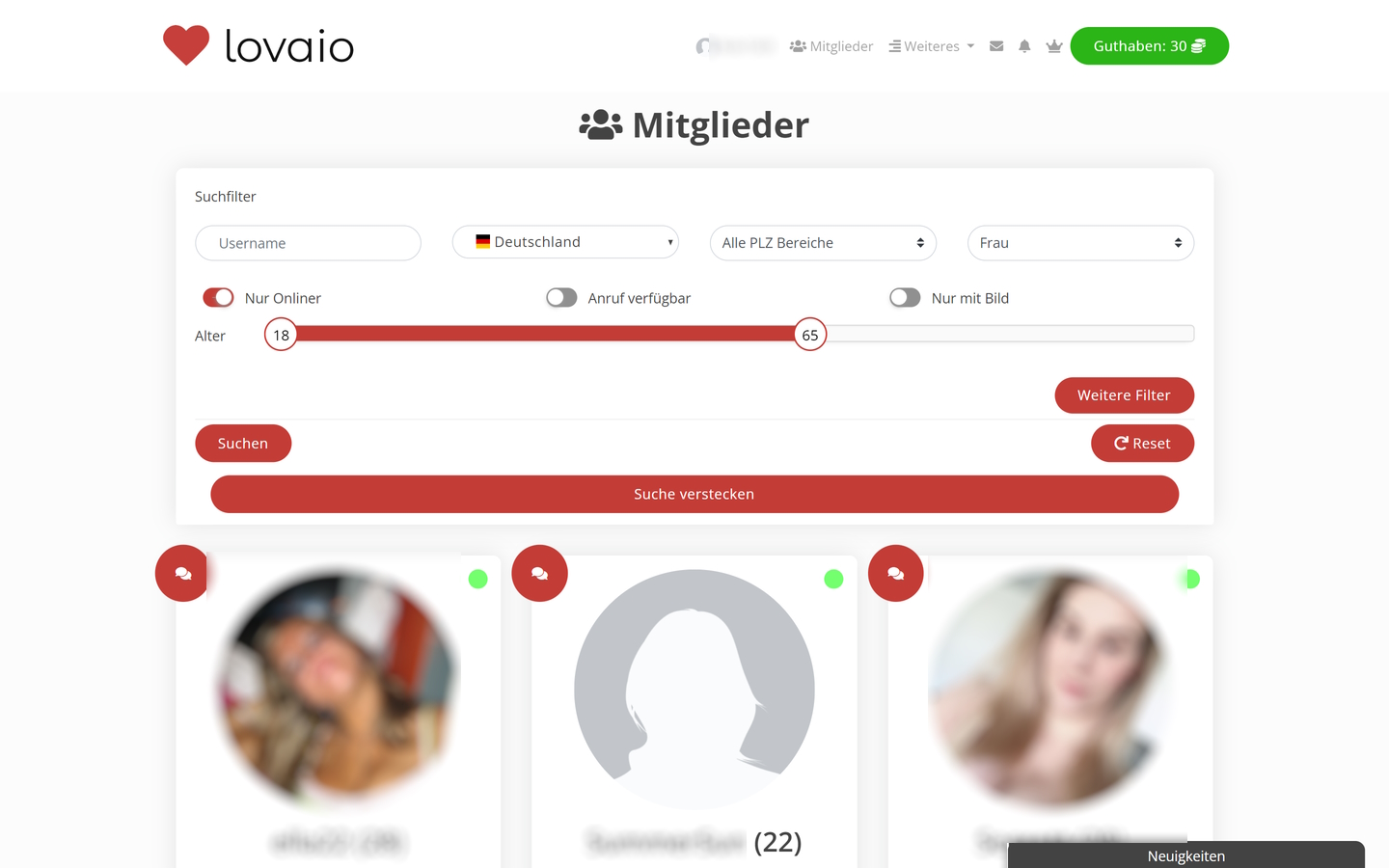 Lovaio.de Mitgliederbereich