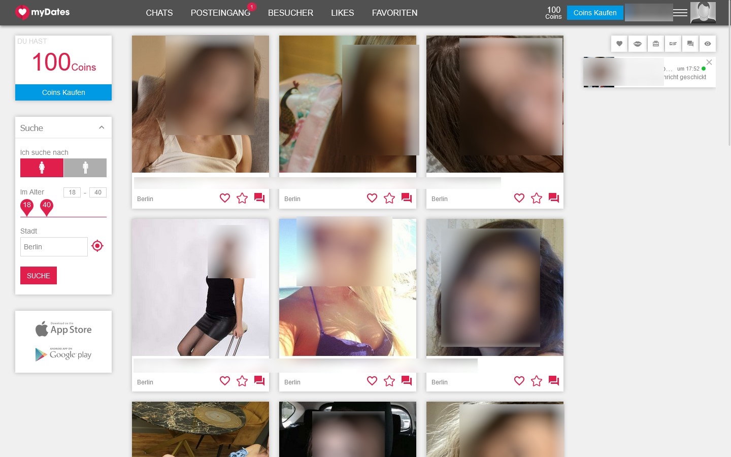 MyDates.com Mitgliederbereich