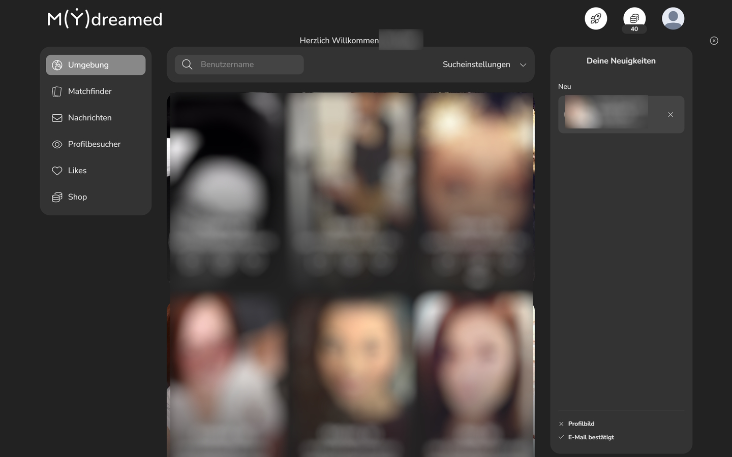 MyDreamed.com Mitgliederbereich