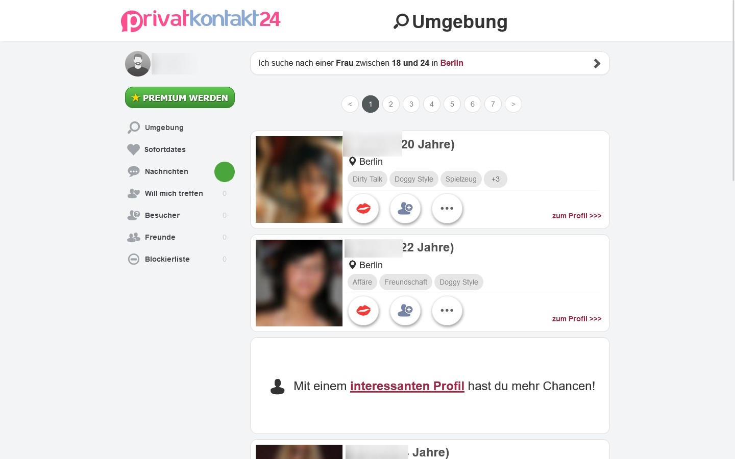 PrivatKontakt24.com Mitgliederbereich
