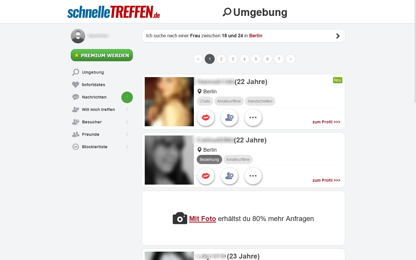 SchnelleTreffen.de Mitgliederbereich