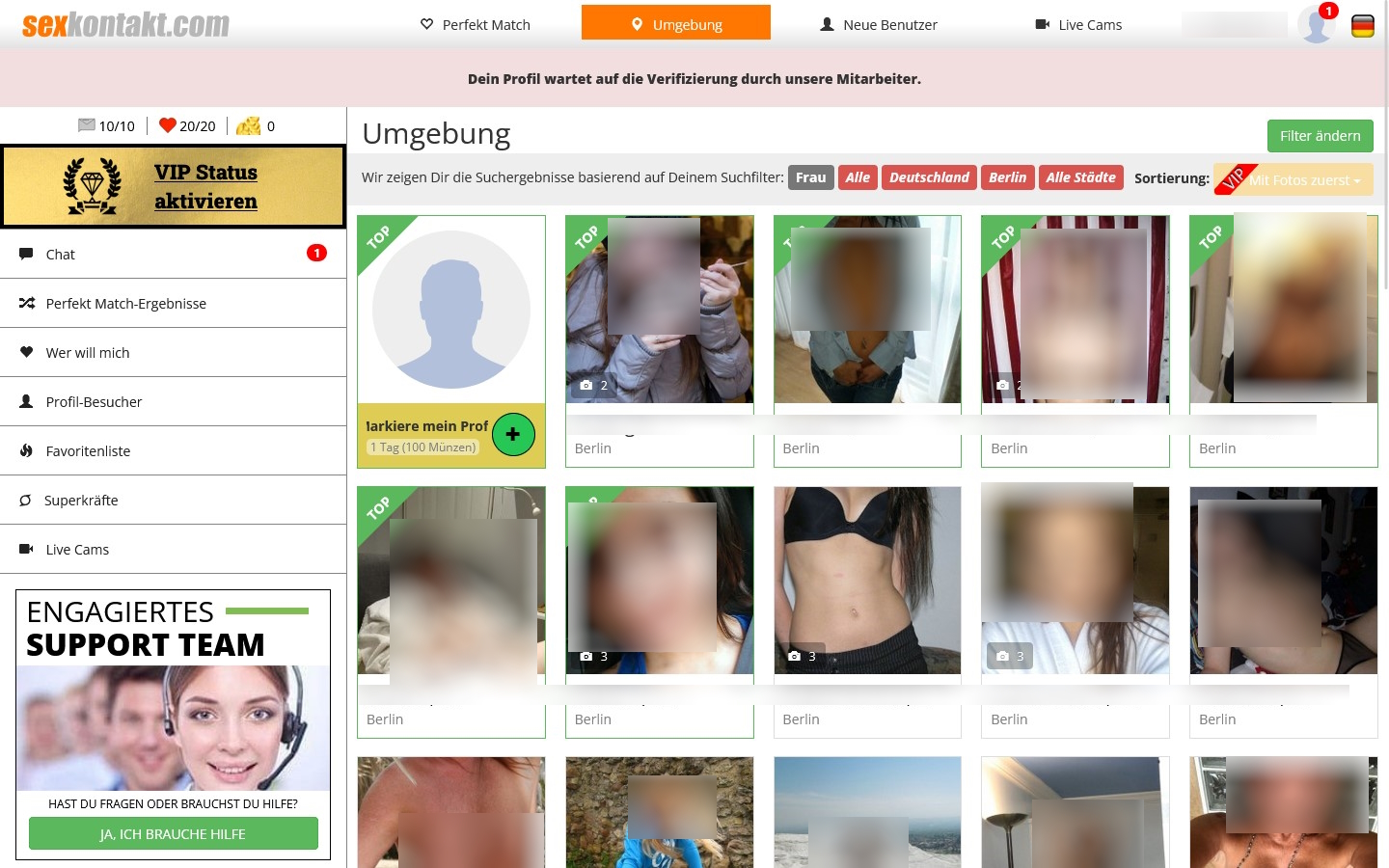 SexKontakt.com Mitgliederbereich