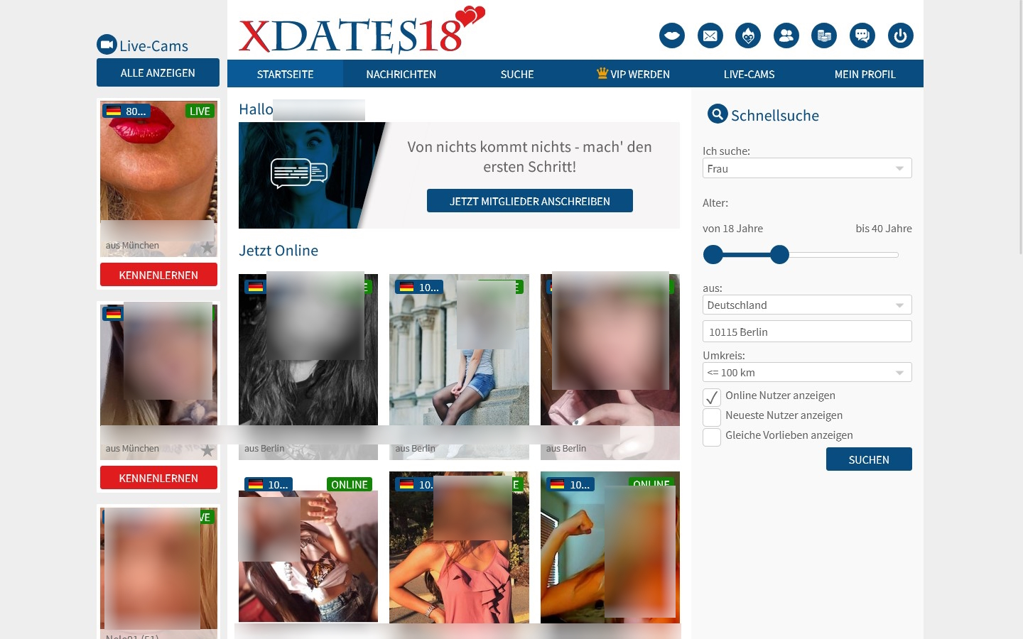 xDates18.com Mitgliederbereich