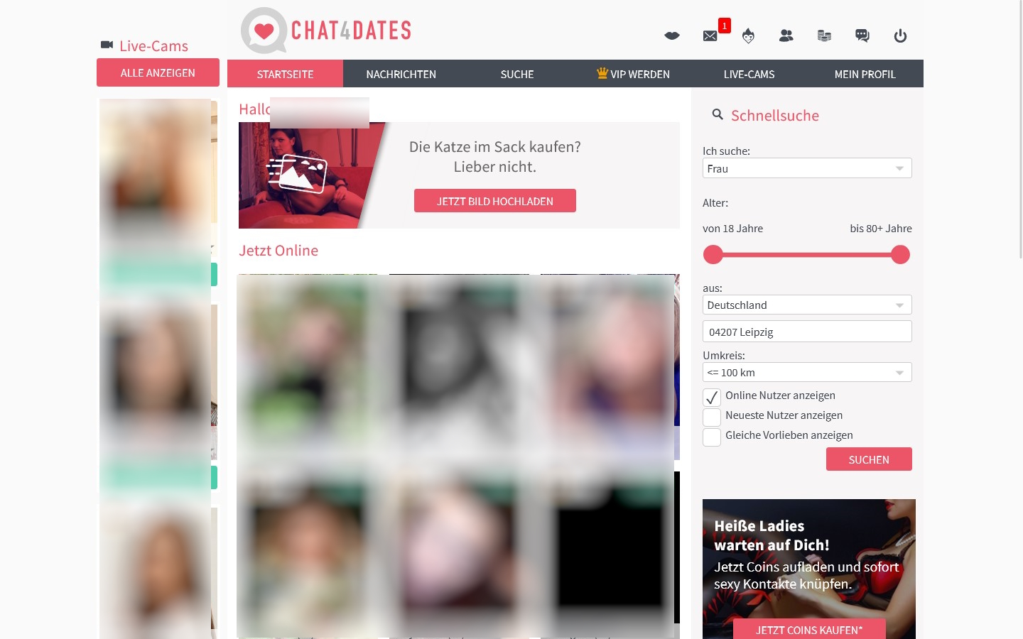 Chat4Dates.com Mitgliederbereich