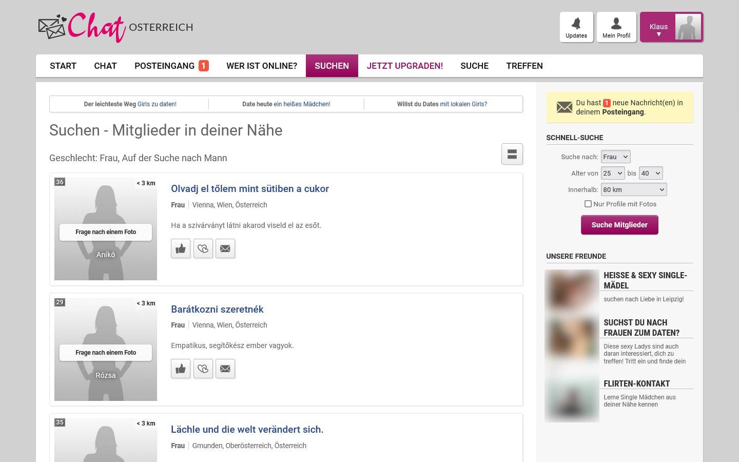 ChatOsterreich.com Mitgliederbereich