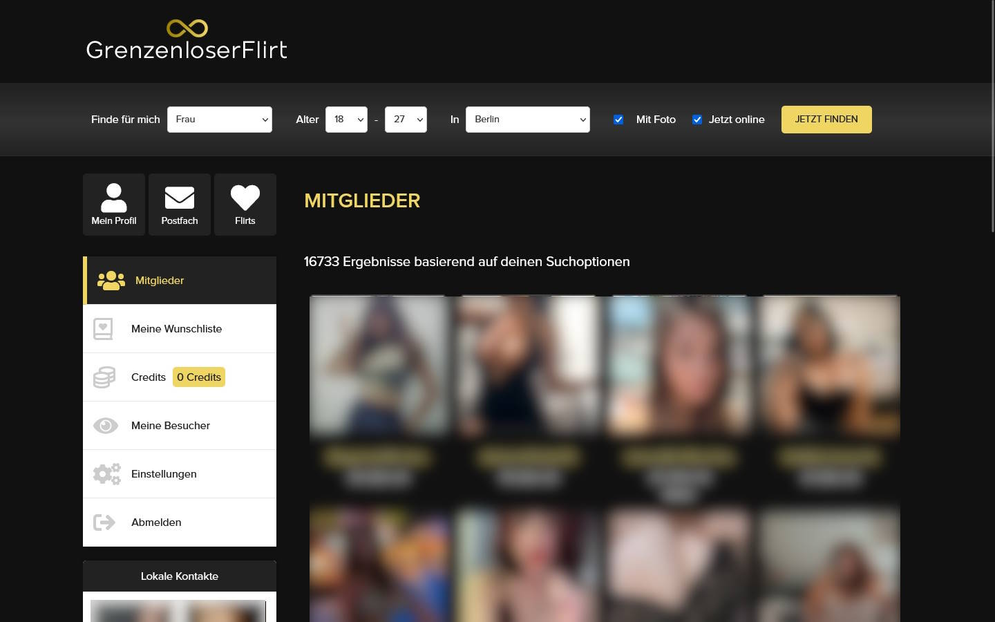 GrenzenloserFlirt.com Mitgliederbereich