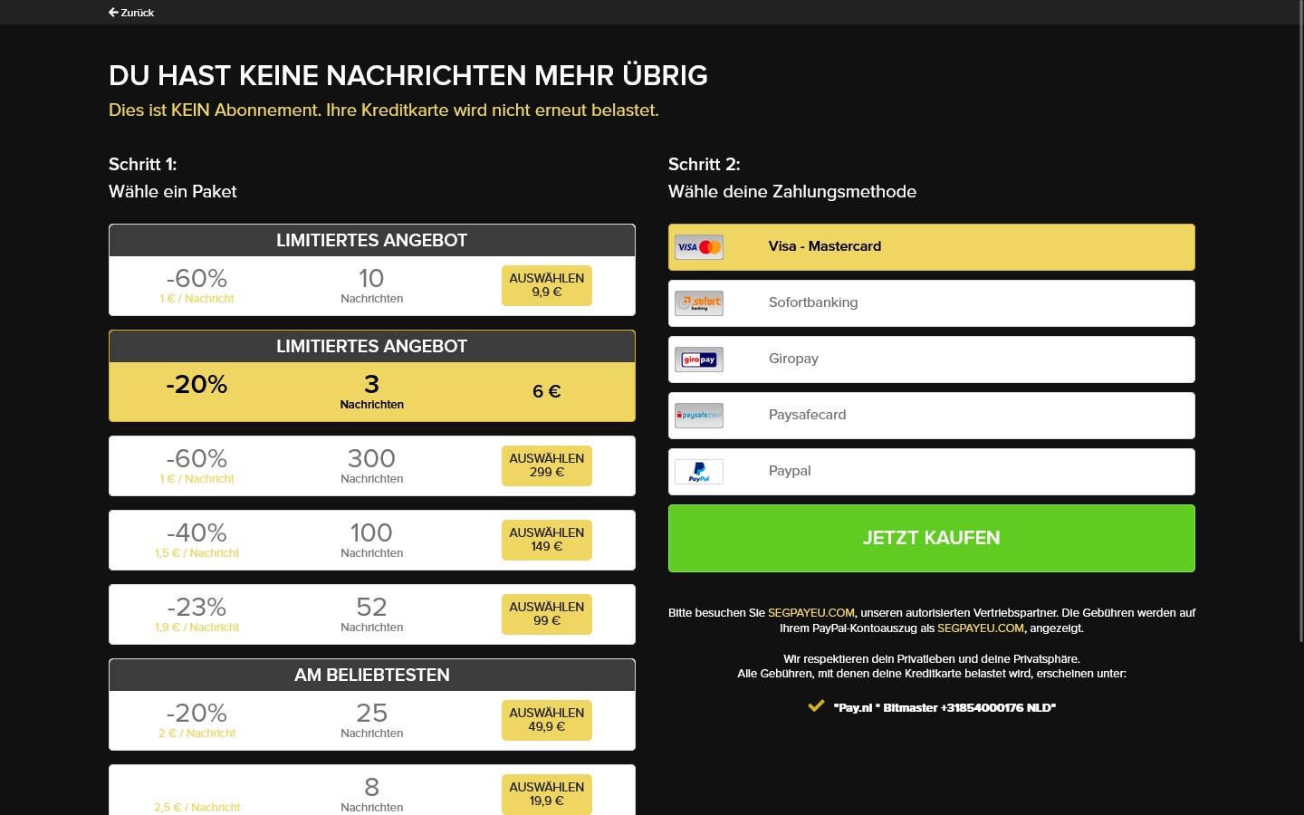 GrenzenloserFlirt.com Preise