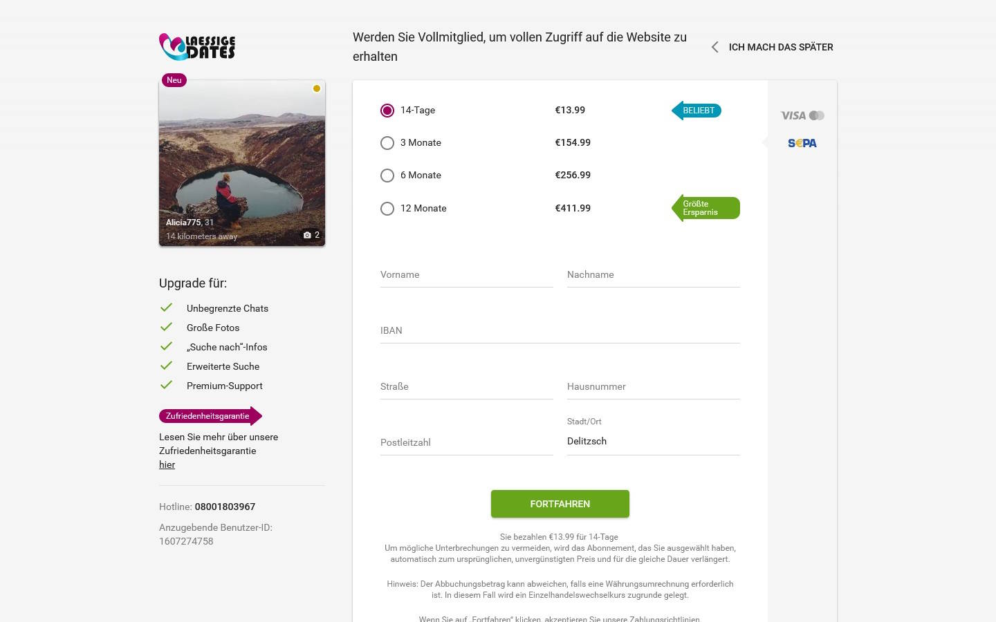 LaessigeDates.com Preise