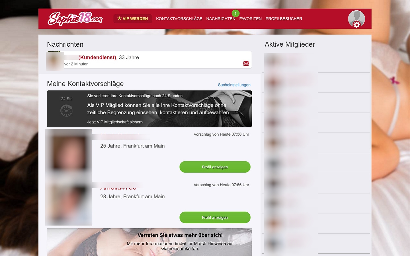 Sophie18.com Mitgliederbereich