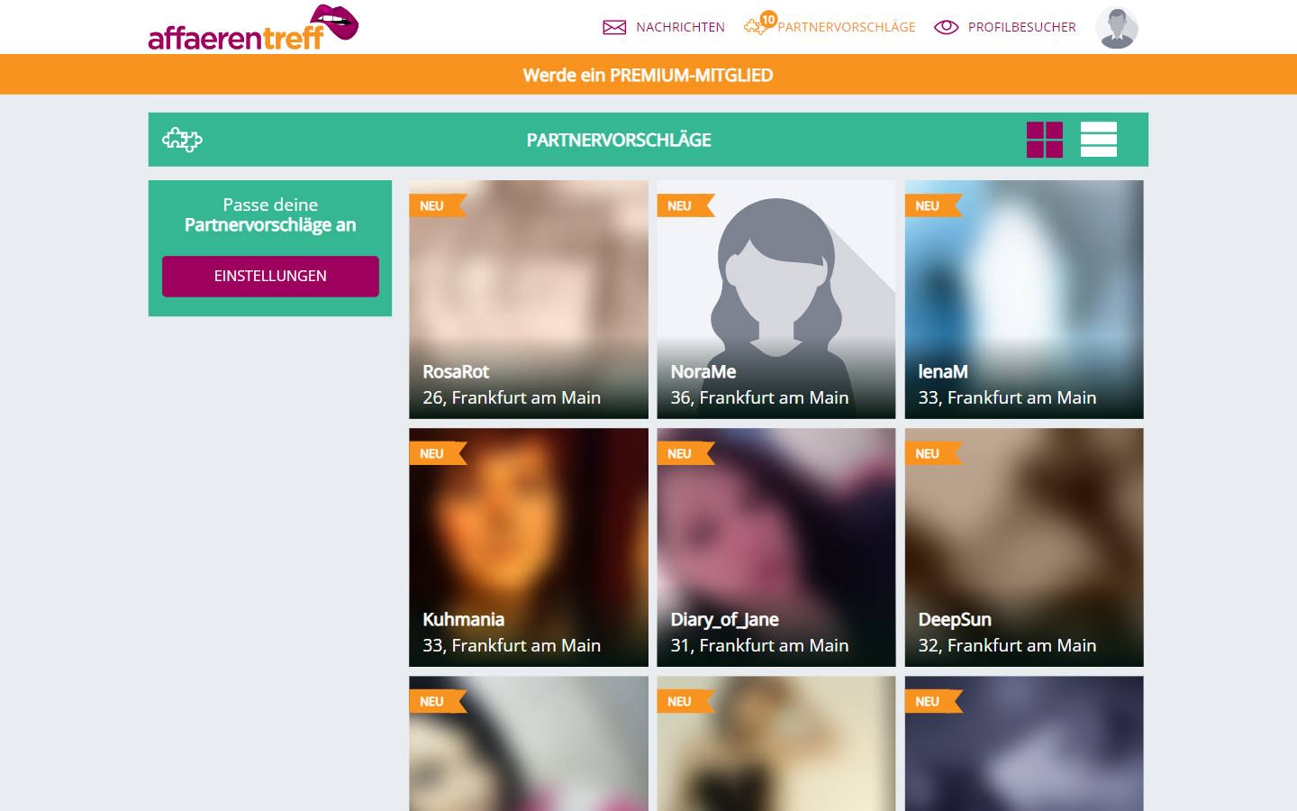 AffaerenTreff.de Mitgliederbereich