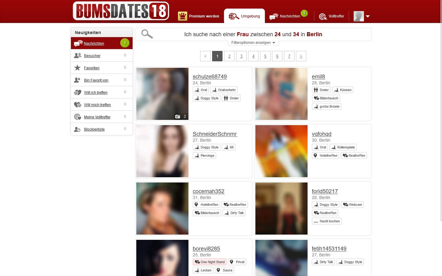 BumsDates18.com Mitgliederbereich