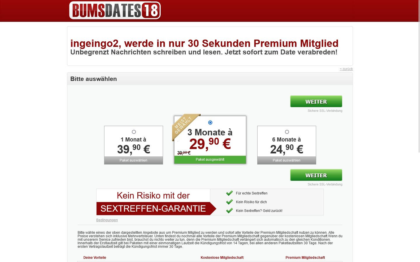 BumsDates18.com Preise