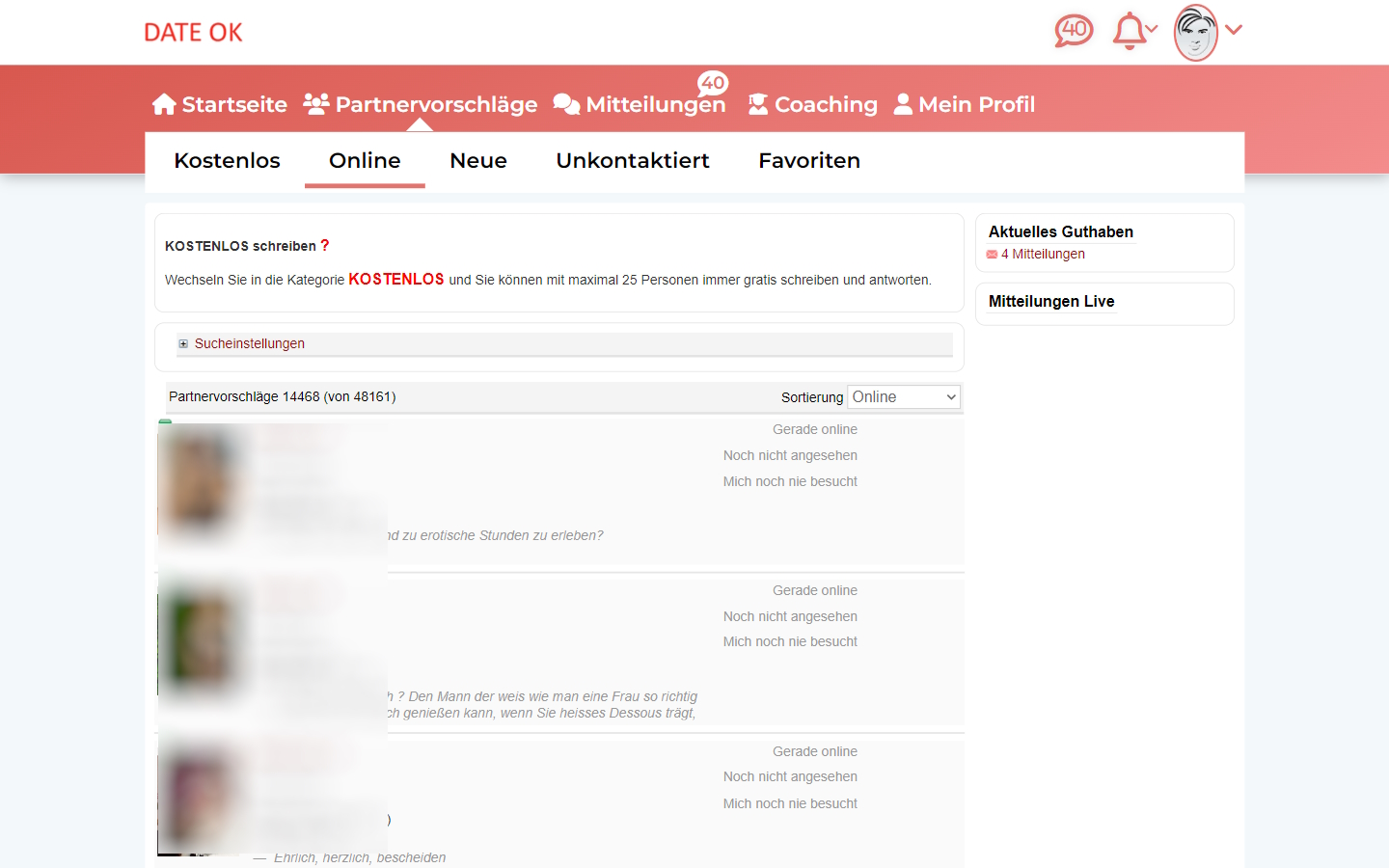 Date-OnlineKontakte.com Mitgliederbereich