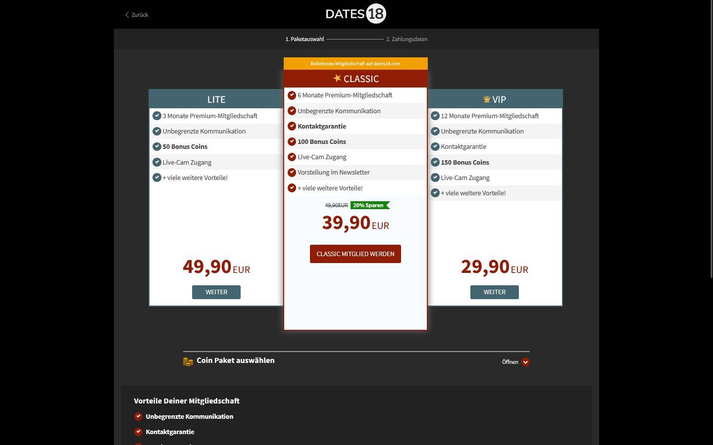 Dates18.com Preise