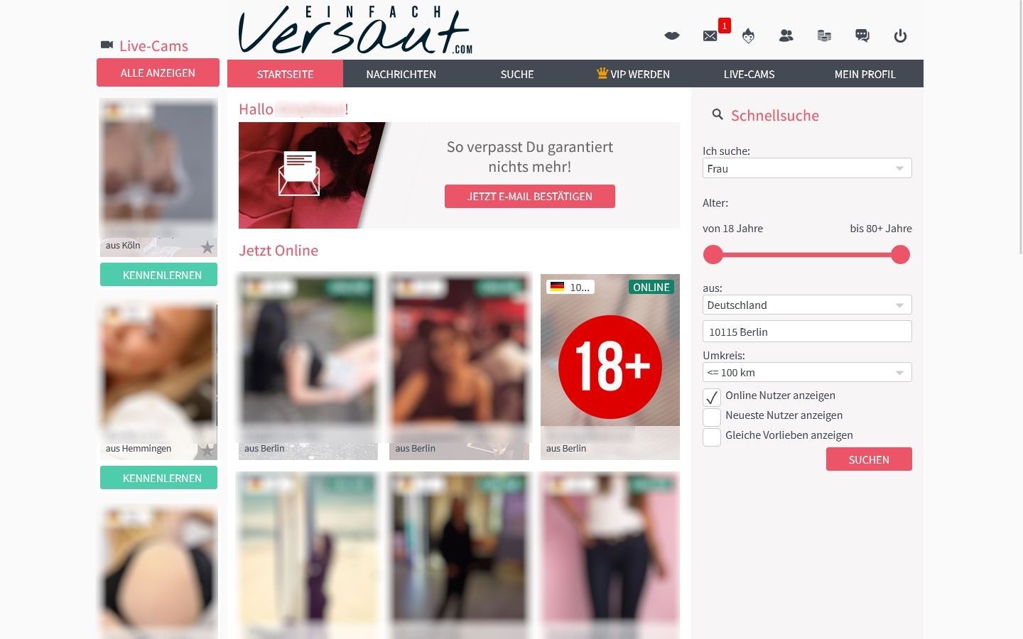 EinfachVersaut.com Mitgliederbereich