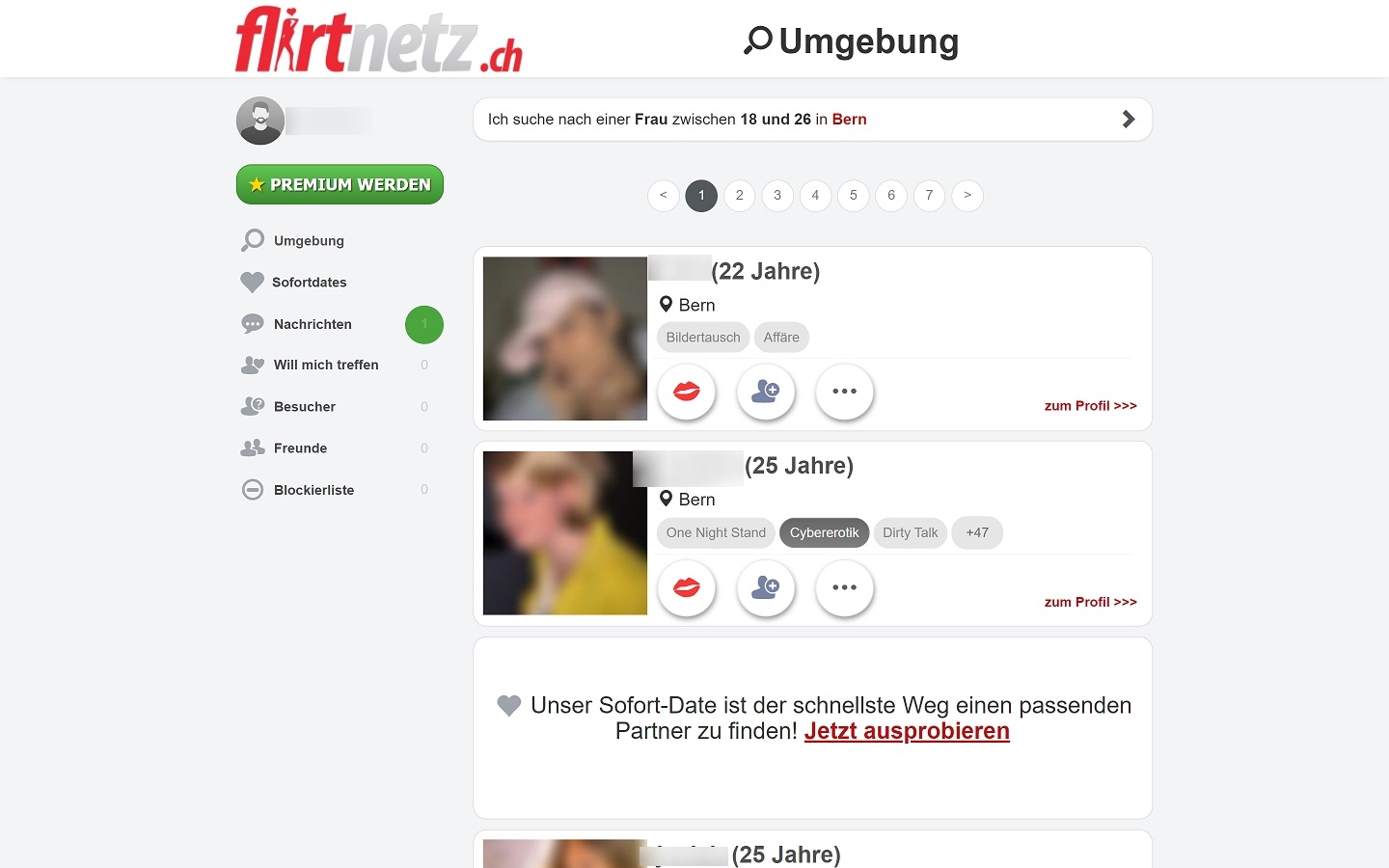 FlirtNetz.ch Mitgliederbereich