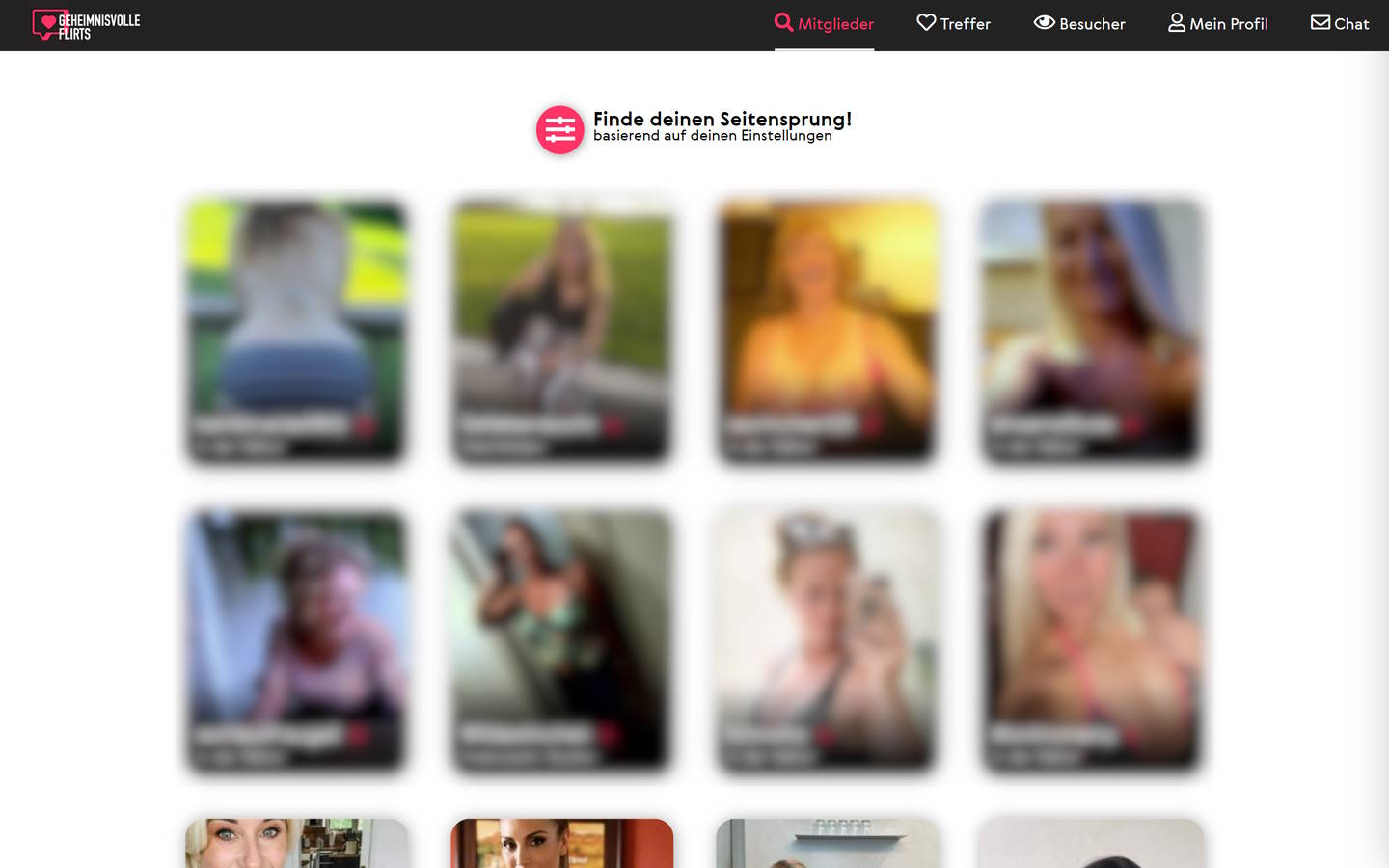GeheimnisvolleFlirts.com Mitgliederbereich