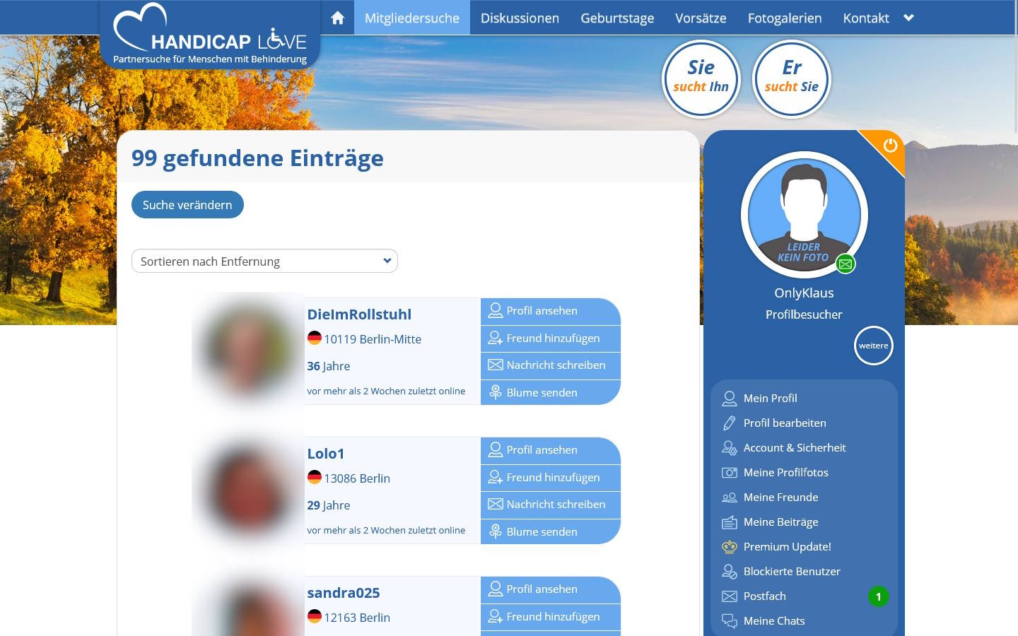 HandiCap-Love.de Mitgliederbereich