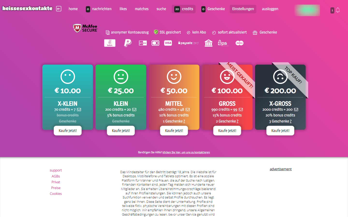HeisseSexKontakte.de Kosten