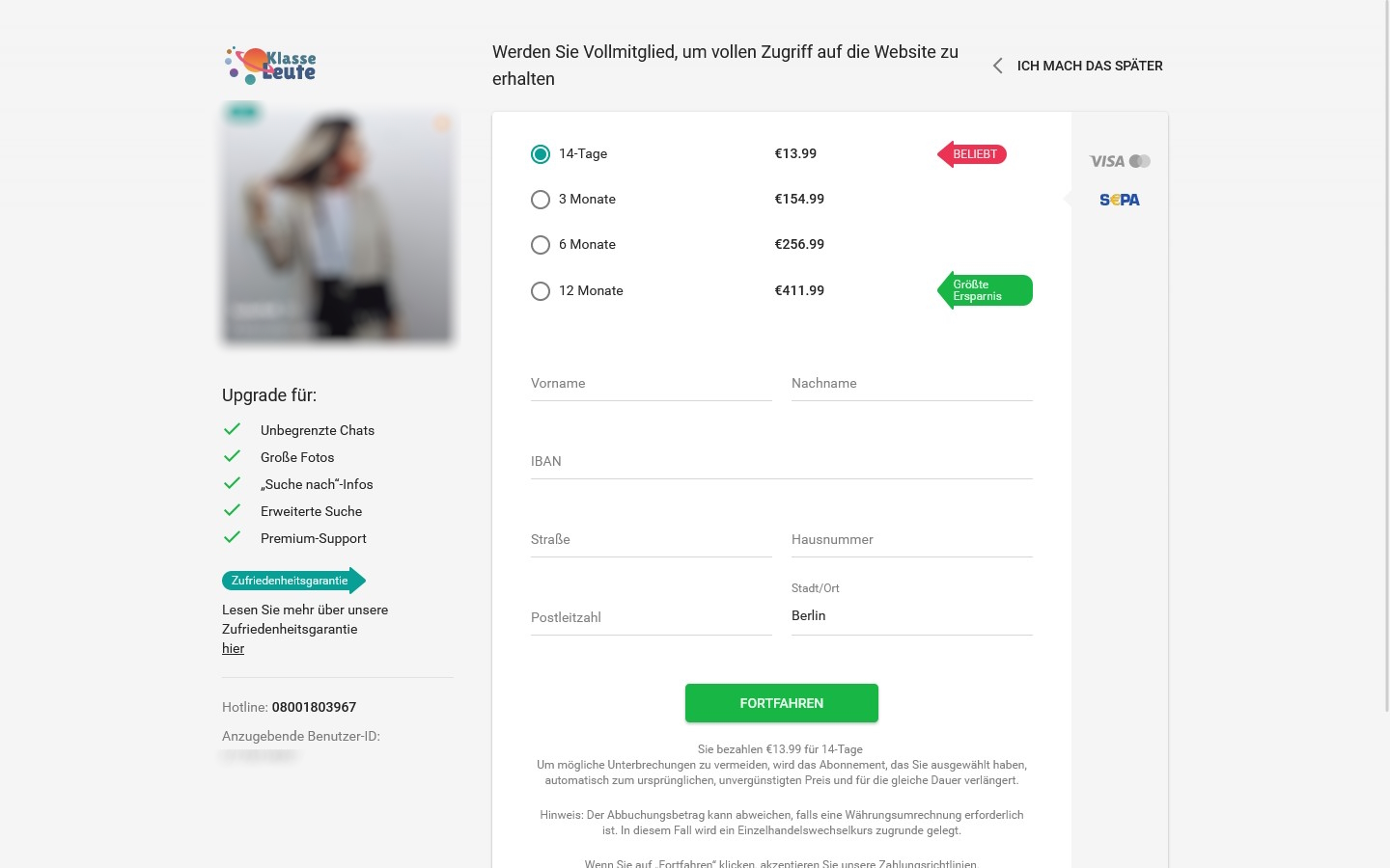 KlasseLeute.de Kosten