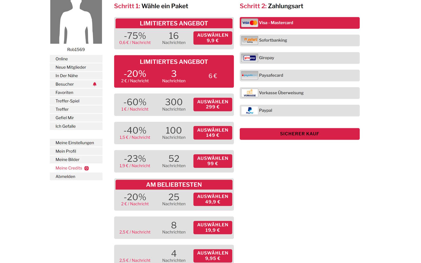 KommUndFlirte.com Preise