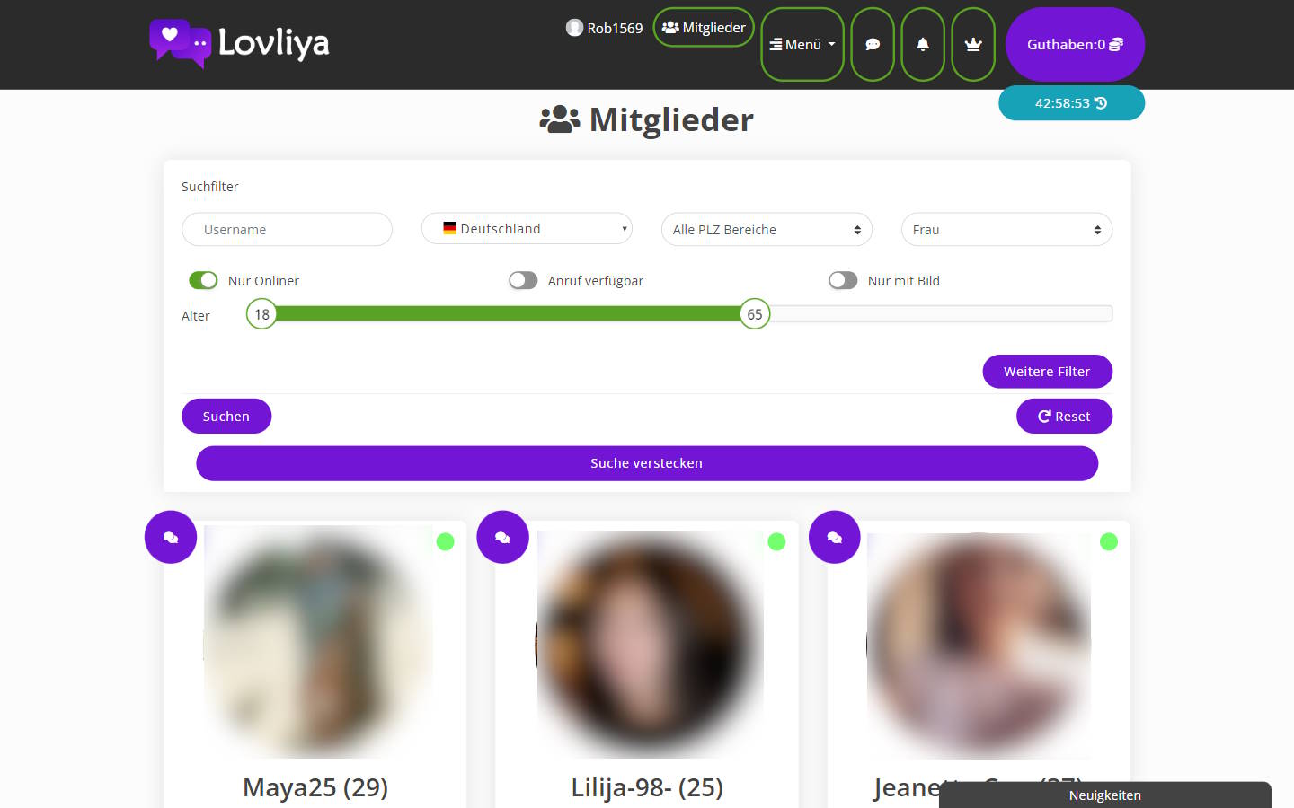 Lovliya.de Mitgliederbereich