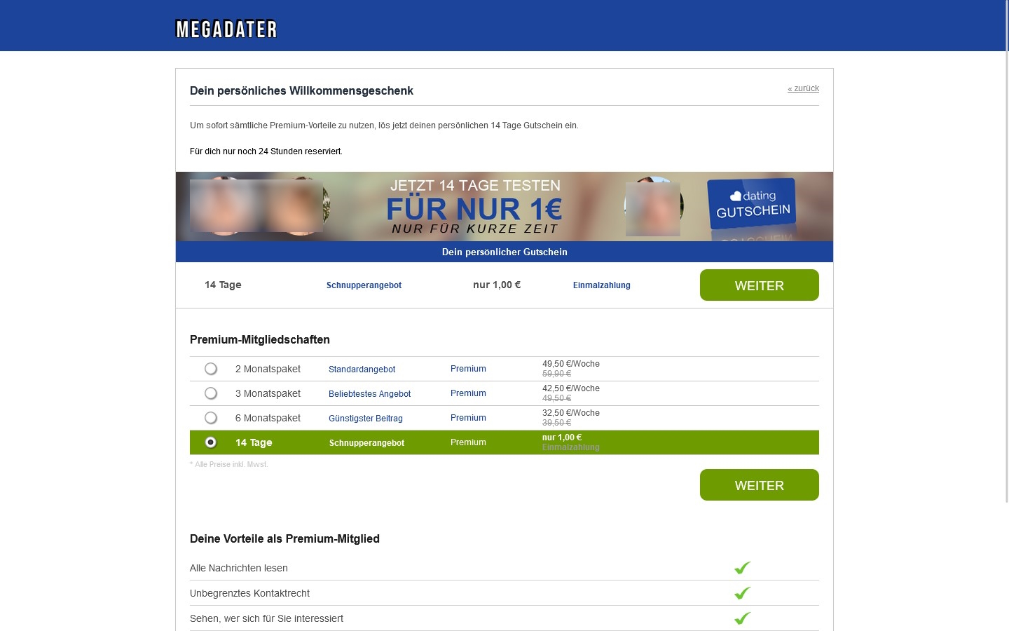 MegaDater.com Kosten