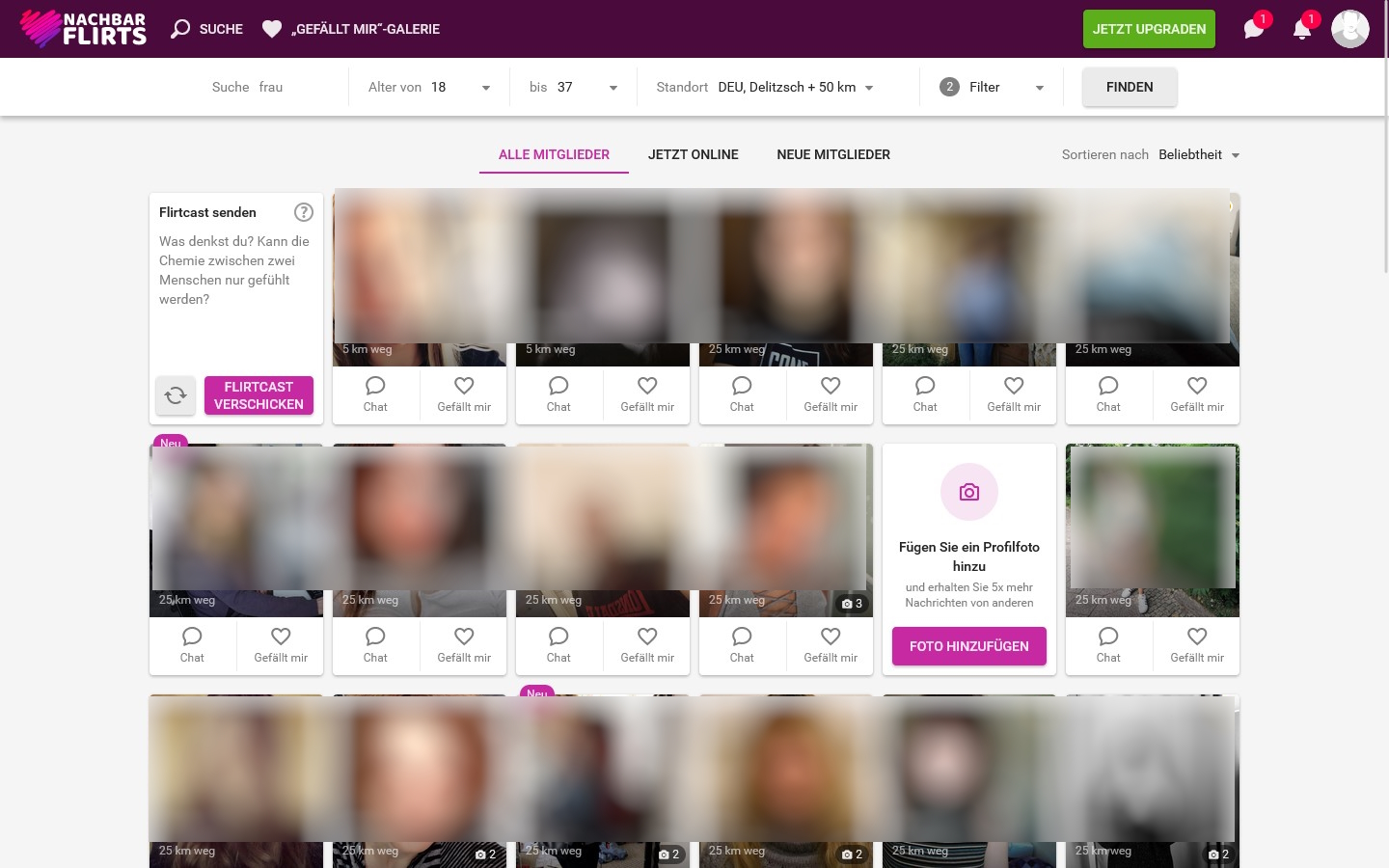 NachbarFlirts.com Mitgliederbereich