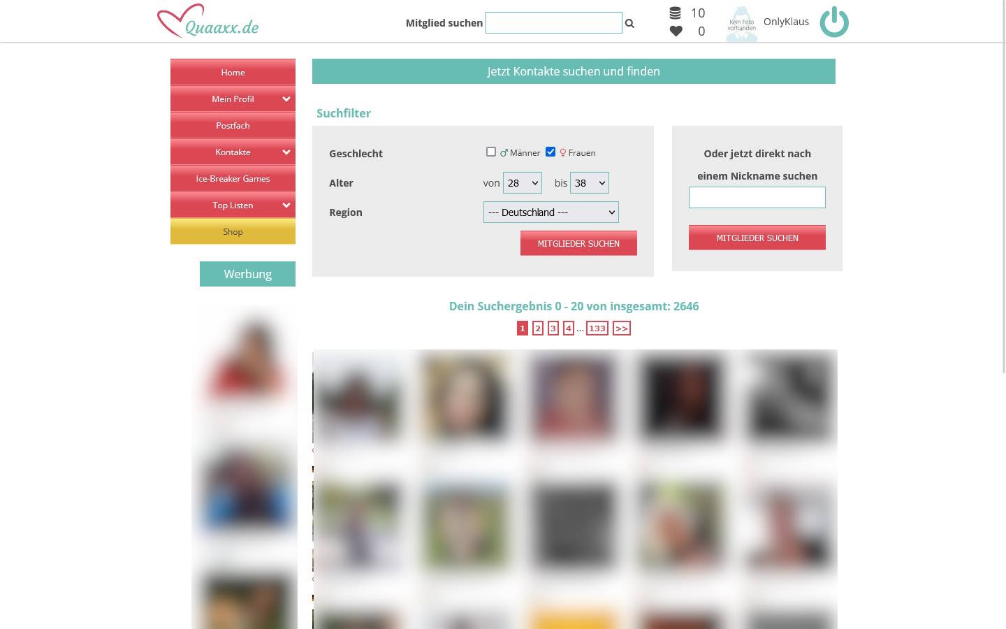 Quaaxx.de Mitgliederbereich