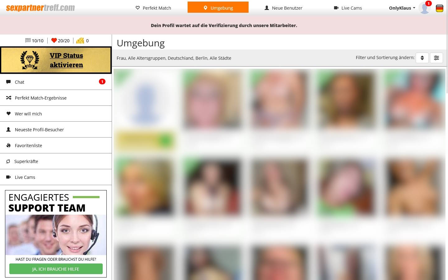 SexPartnerTreff.com Mitgliederbereich