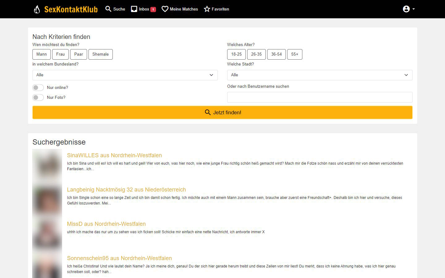 SexkontaktKlub.com Mitgliederbereich