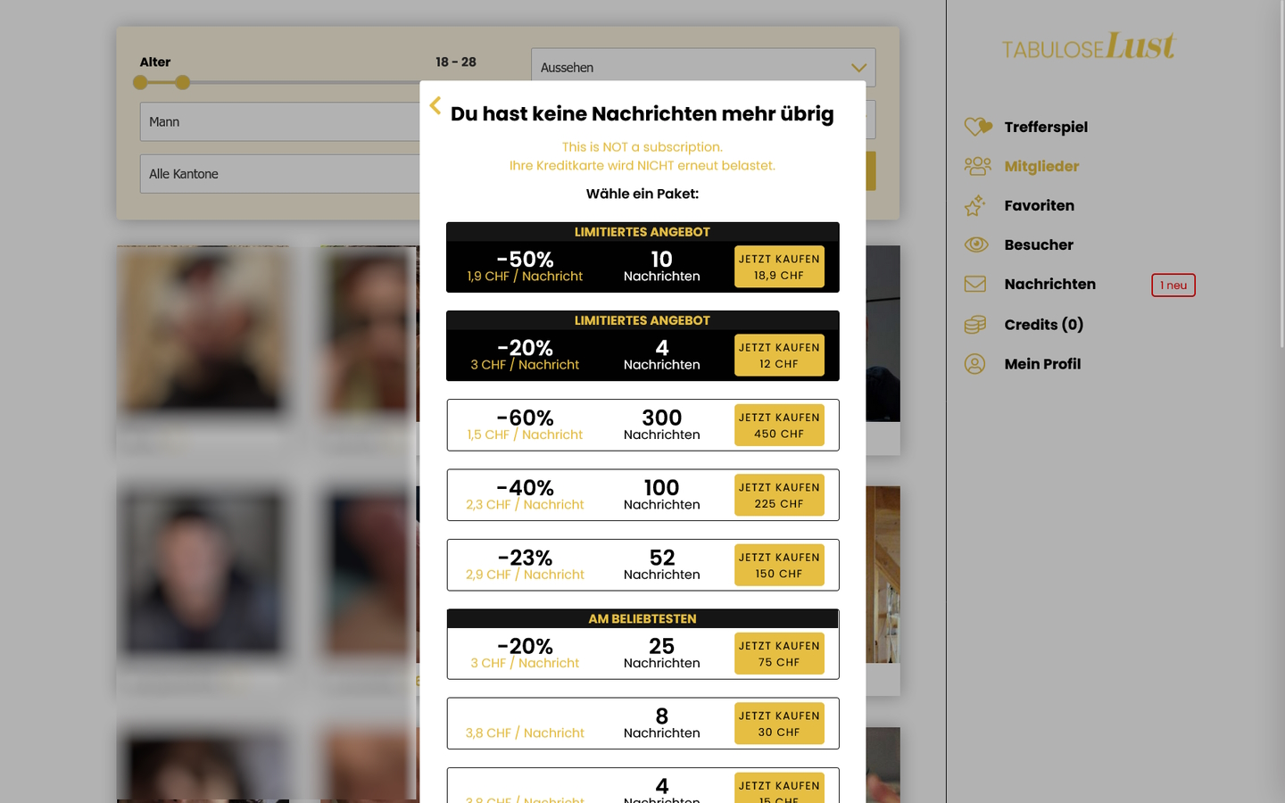 TabuloseLust.com Kosten