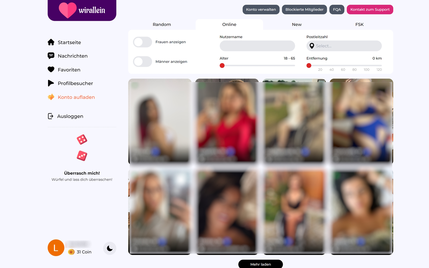 WirAllein.de Mitgliederbereich