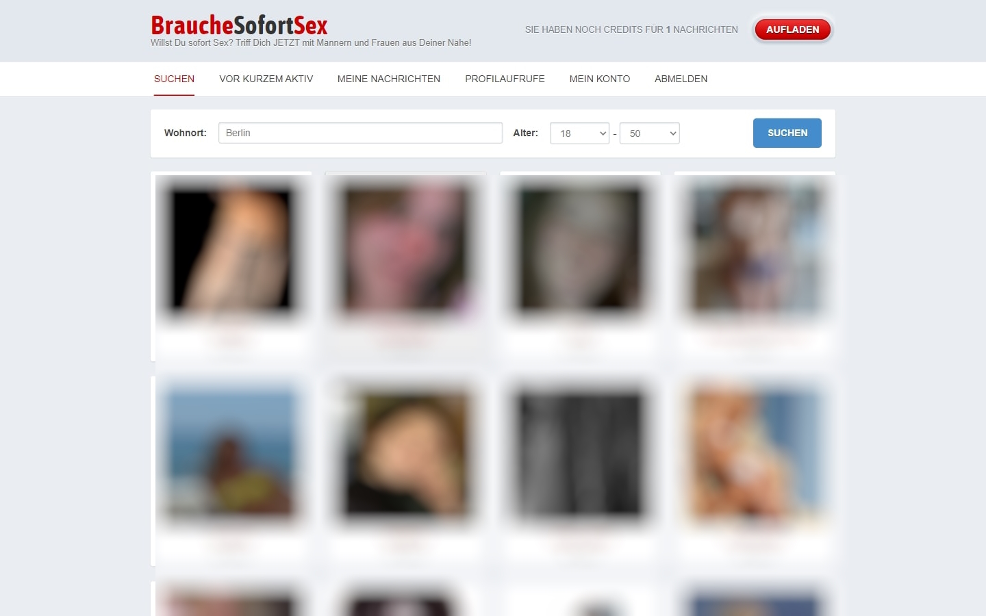 BraucheSofortSex.de Mitgliederbereich