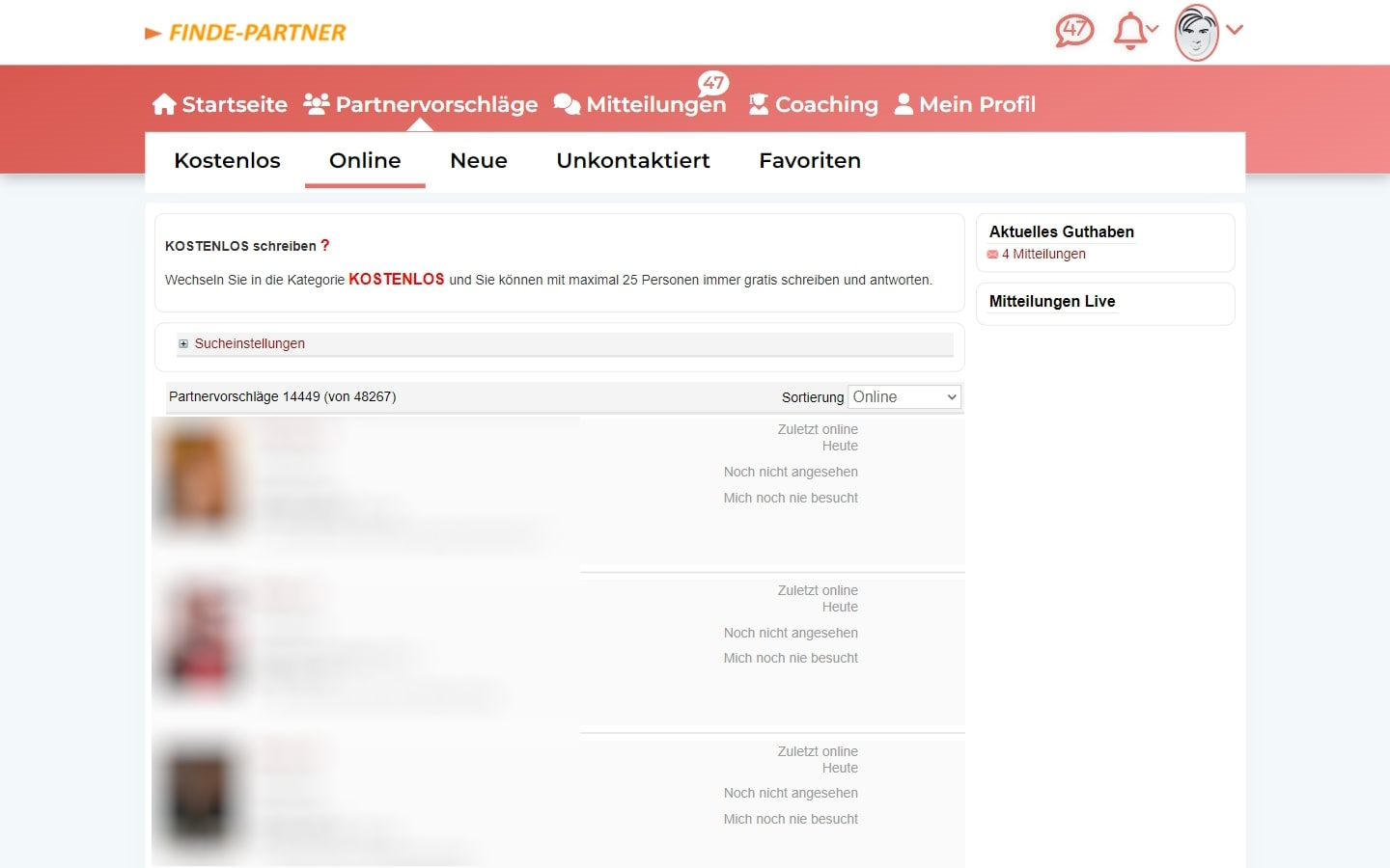 Finde-Partner.com Mitgliederbereich