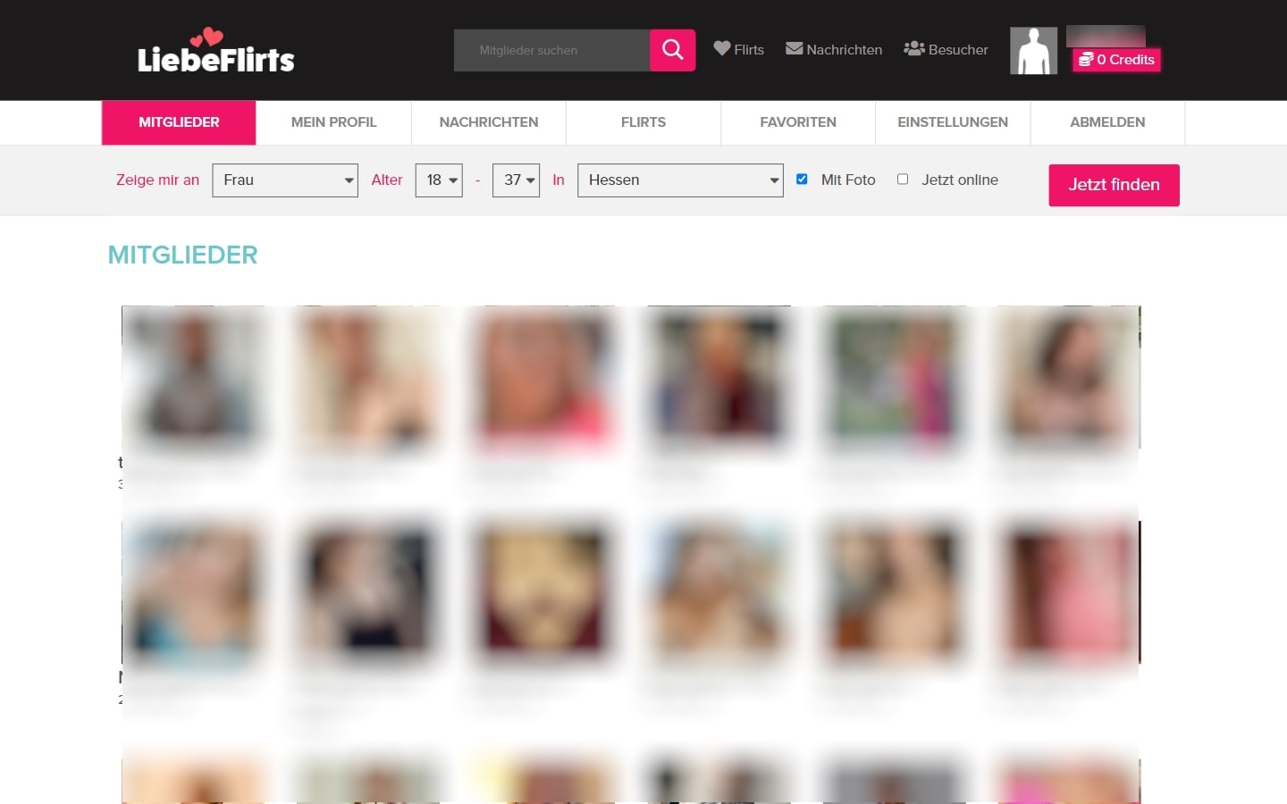 LiebeFlirts.com Mitgliederbereich