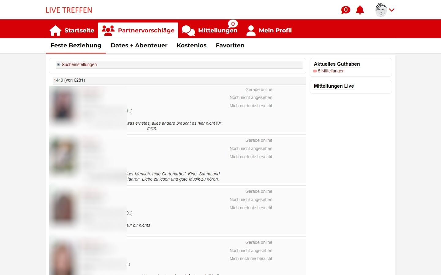 Live-Treffen.com Mitgliederbereich