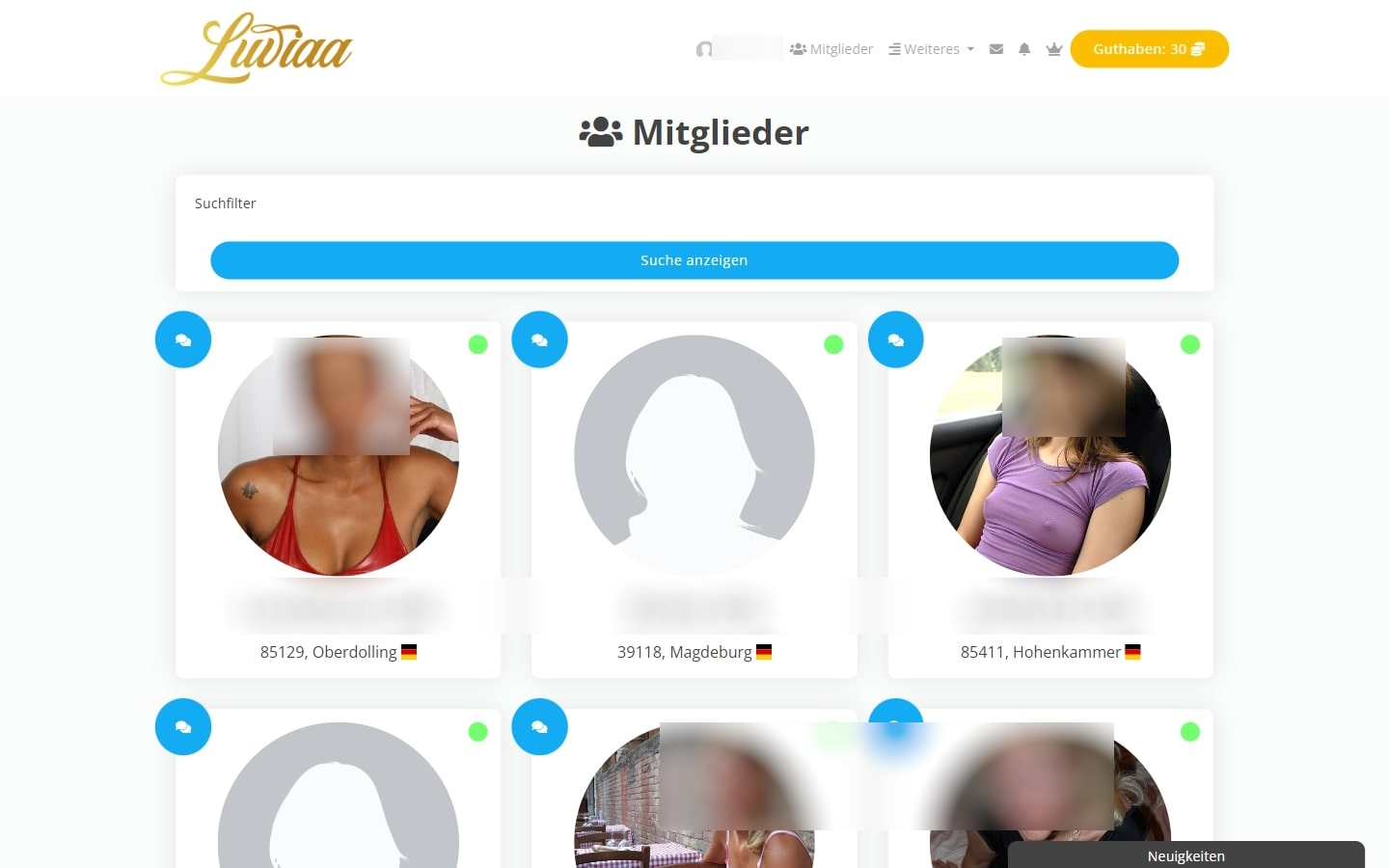 Luviaa.de Mitgliederbereich