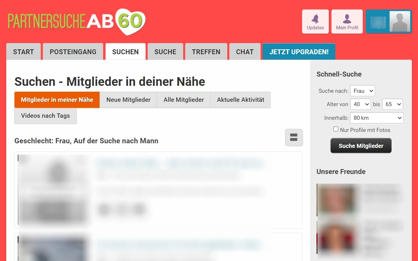 PartnersucheAb60.de Mitgliederbereich