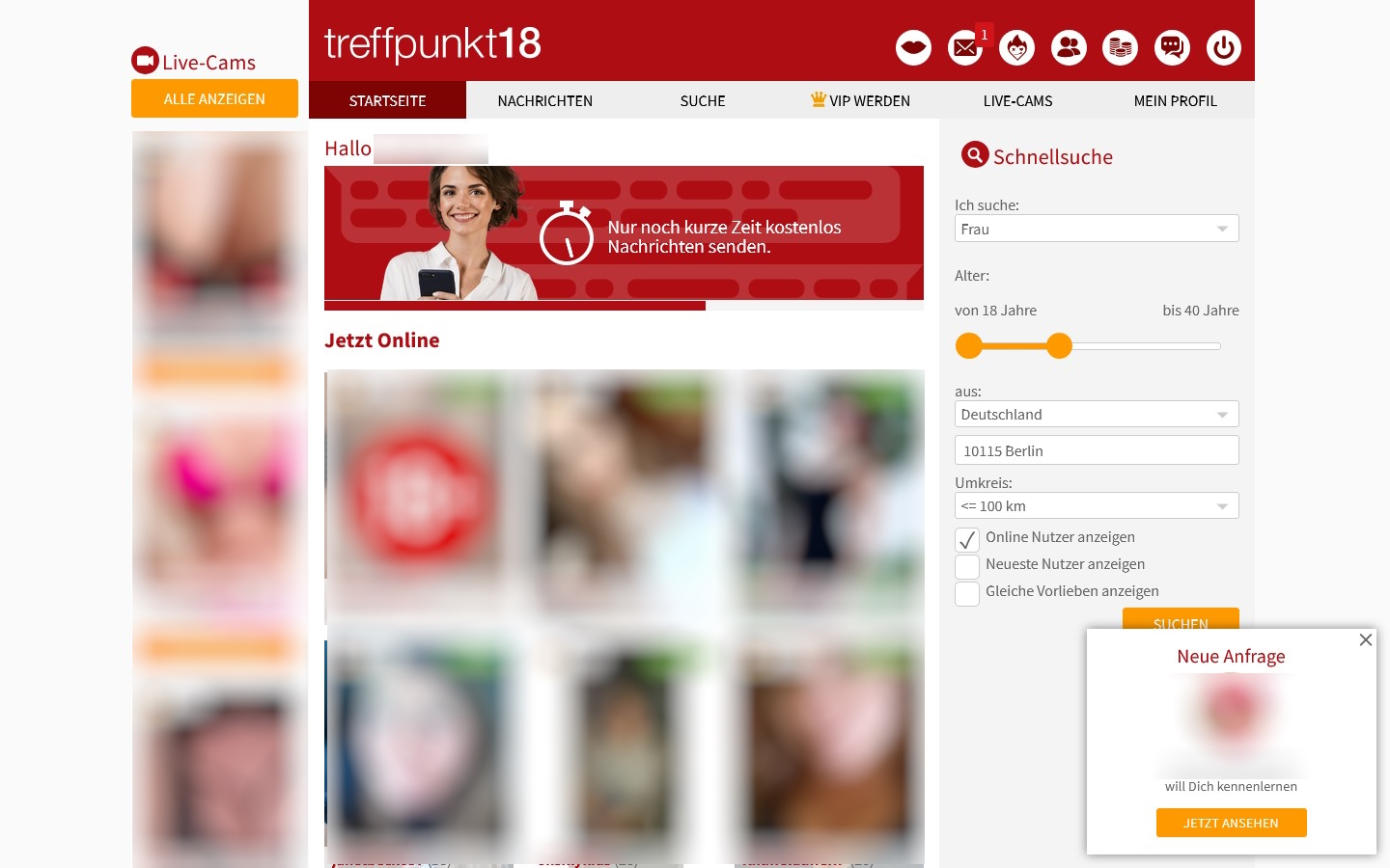 Treffpunkt18.de Mitgliederbereich