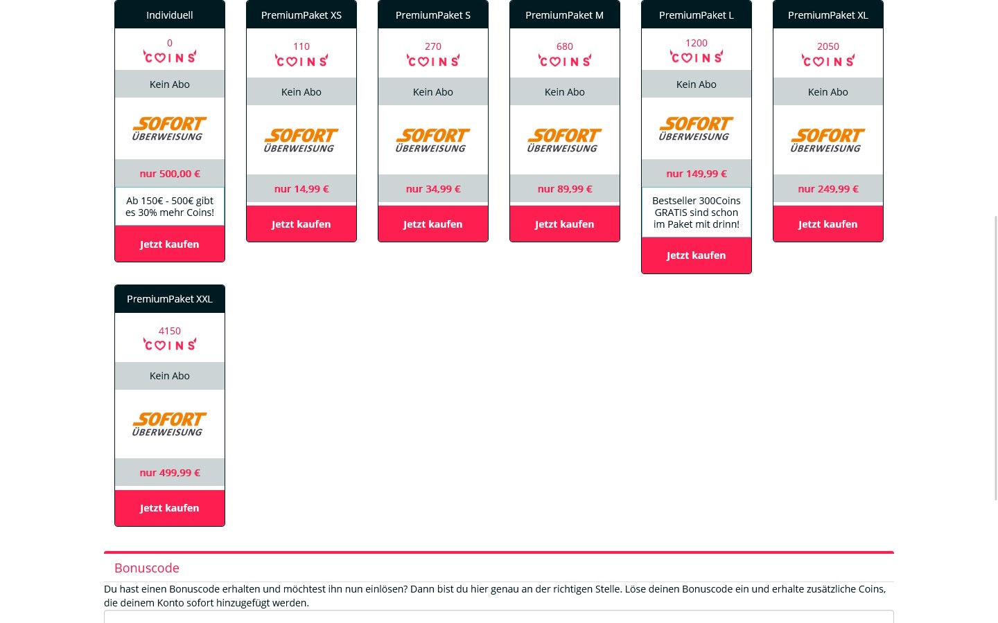 VersauteLiebe.de Kosten