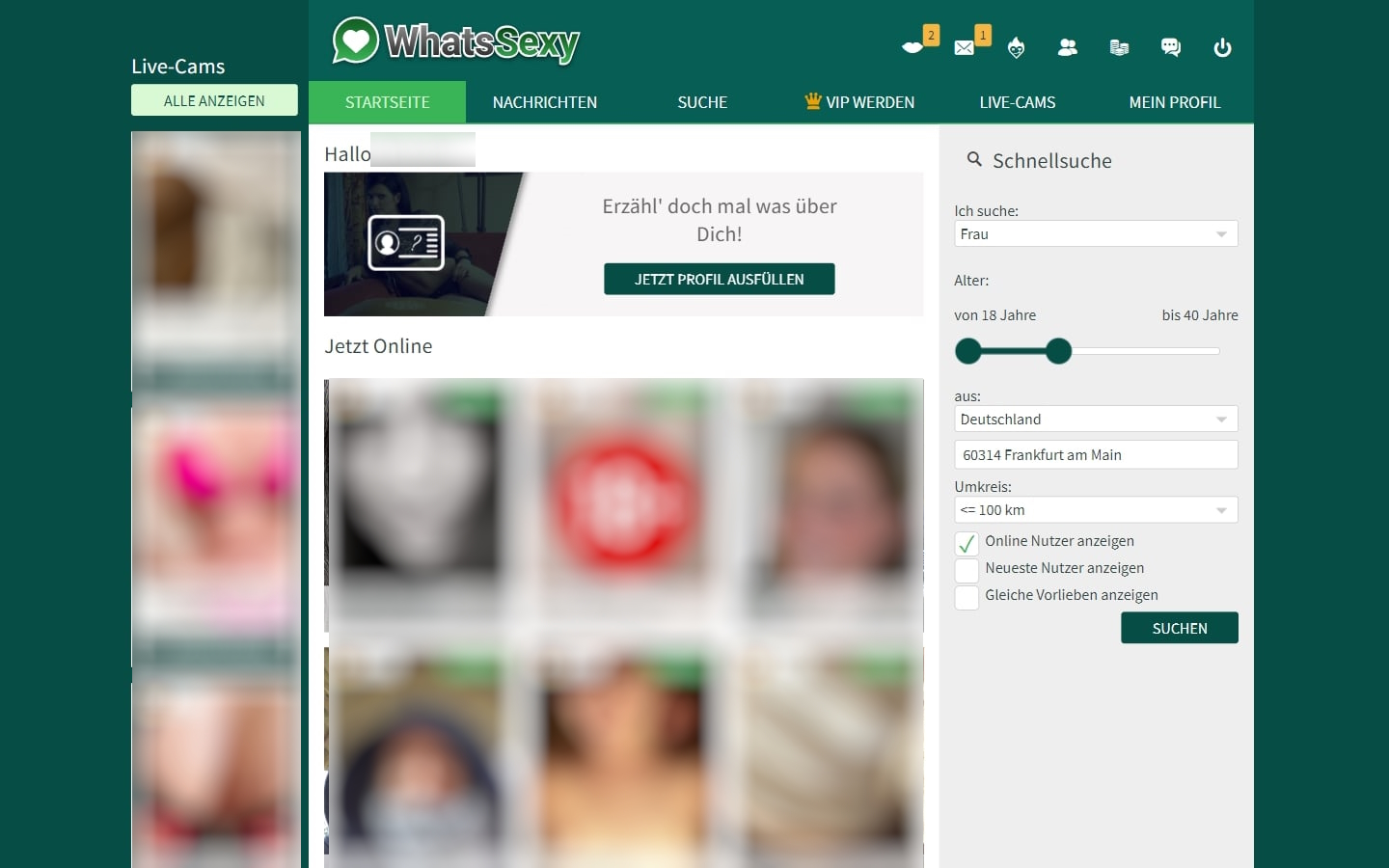 WhatsSexy.com Mitgliederbereich