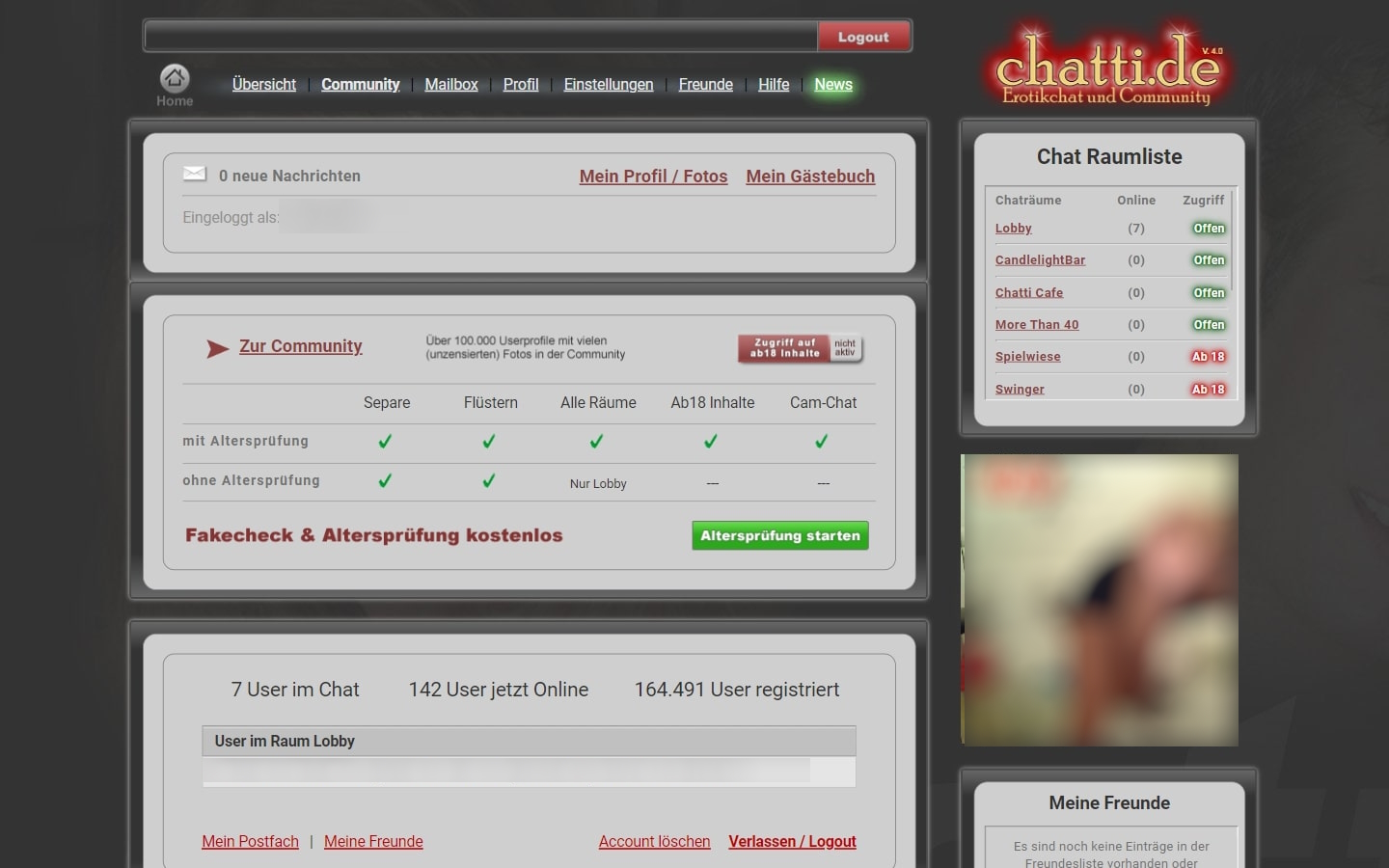 Chatti.de Mitgliederbereich