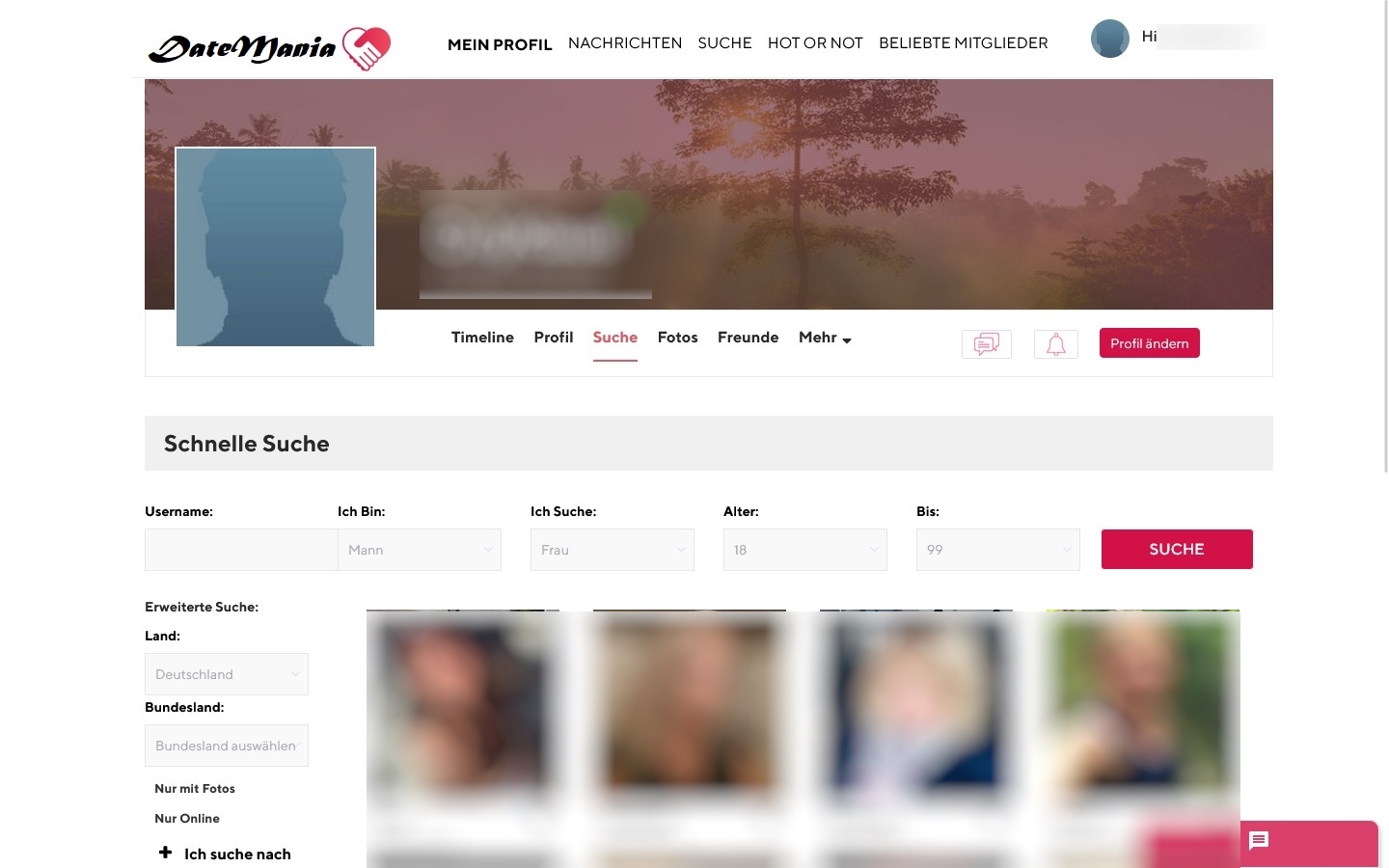 DateMania.de Mitgliederbereich